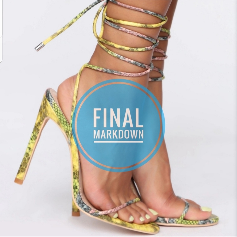 Fashion Nova Lace Up Snakeskin Sandal